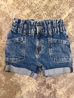 GAP Blue Elastic Waist Denim Shorts with Front Patch Pockets